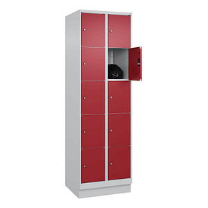 Image CP Schließfachschrank Classic PLUS lichtgrau, rubinrot 080020-205 S10001, 10 Schließfächer 60,0 x 50,0 x 195,0 cm