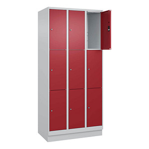 Image CP Schließfachschrank Classic PLUS lichtgrau, rubinrot 080020-303 S10001, 9 Schließfächer 90,0 x 50,0 x 195,0 cm
