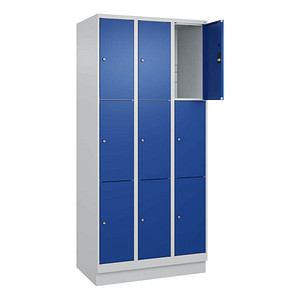 Image CP Schließfachschrank Classic PLUS enzianblau, lichtgrau 080020-303 S10003, 9 Schließfächer 90,0 x 50,0 x 195,0 cm