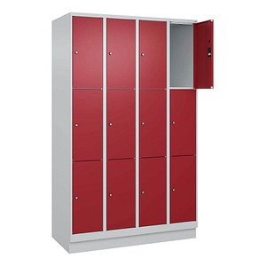 Image CP Schließfachschrank Classic PLUS lichtgrau, rubinrot 080020-403 S10001, 12 Schließfächer 120,0 x 50,0 x 195,0 cm