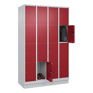Image CP Schließfachschrank Classic PLUS lichtgrau, rubinrot 080020-404 S10001, 16 Schließfächer 120,0 x 50,0 x 185,0 cm