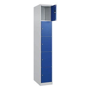 Image CP Schließfachschrank Classic Plus enzianblau, lichtgrau 080000-105 S10003, 5 Schließfächer 30,0 x 50,0 x 185,0 cm