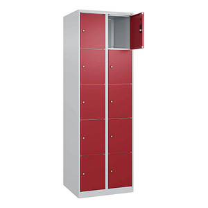 Image CP Schließfachschrank Classic Plus lichtgrau, rubinrot 080000-205 S10001, 10 Schließfächer 60,0 x 50,0 x 185,0 cm