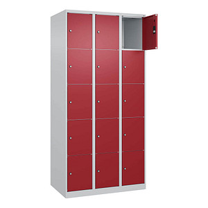 Image CP Schließfachschrank Classic Plus lichtgrau, rubinrot 080000-305 S10001, 15 Schließfächer 90,0 x 50,0 x 185,0 cm