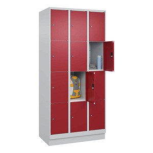 Image CP Schließfachschrank Classic PLUS lichtgrau, rubinrot 080020-304 S10001, 4 Schließfächer 90,0 x 50,0 x 185,0 cm