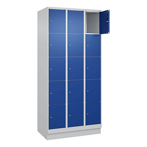 Image CP Schließfachschrank Classic PLUS enzianblau, lichtgrau 080020-305 S10003, 15 Schließfächer 90,0 x 50,0 x 195,0 cm