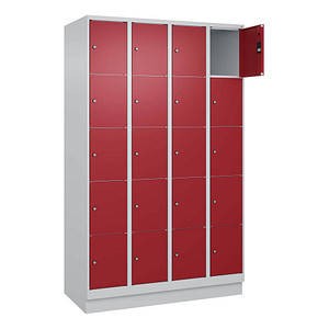 Image CP Schließfachschrank Classic PLUS lichtgrau, rubinrot 080020-405 S10001, 20 Schließfächer 120,0 x 50,0 x 195,0 cm