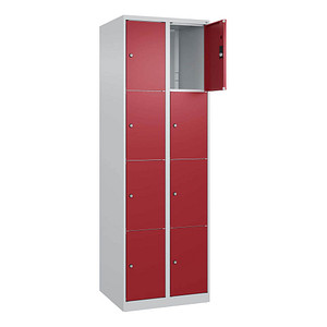 Image CP Schließfachschrank Classic Plus lichtgrau, rubinrot 080000-204 S10001, 8 Schließfächer 60,0 x 50,0 x 185,0 cm