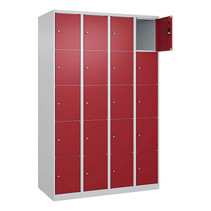 Image CP Schließfachschrank Classic Plus lichtgrau, rubinrot 080000-405 S10001, 20 Schließfächer 120,0 x 50,0 x 185,0 cm