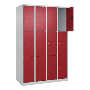 Image CP Schließfachschrank Classic Plus lichtgrau, rubinrot 080000-403 S10001, 12 Schließfächer 120,0 x 50,0 x 185,0 cm