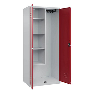 Image CP Putzmittelschrank Classic PLUS 080100-02 S10001 lichtgrau, rubinrot 80,0 x 50,0 x 185,0 cm, aufgebaut