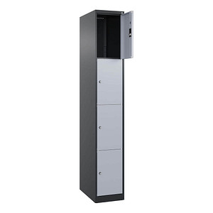 Image CP Schließfachschrank Classic Plus schwarzgrau, weißaluminium 080000-104 S10020, 4 Schließfächer 30,0 x 50,0 x 185,0 cm