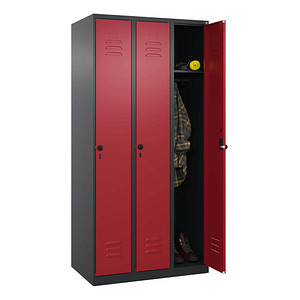 Image CP Spind Classic Plus rubinrot, schwarzgrau 080000-30 S10062, 3 Schließfächer 90,0 x 50,0 x 185,0 cm