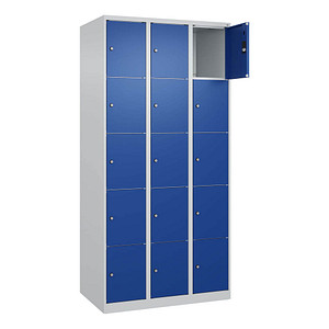 Image CP Schließfachschrank Classic Plus enzianblau, lichtgrau 080000-305 S10003, 15 Schließfächer 90,0 x 50,0 x 185,0 cm