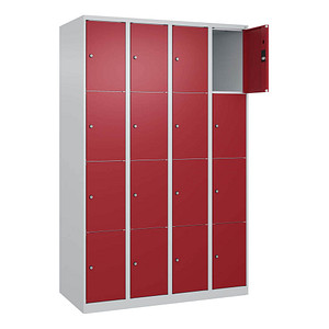 Image CP Schließfachschrank Classic Plus lichtgrau, rubinrot 080000-404 S10001, 16 Schließfächer 120,0 x 50,0 x 185,0 cm