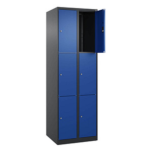 Image CP Schließfachschrank Classic Plus enzianblau, schwarzgrau 080000-203 S10033, 6 Schließfächer 60,0 x 50,0 x 185,0 cm