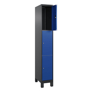 Image CP Schließfachschrank Classic Plus enzianblau, schwarzgrau 080010-103 S10025, 3 Schließfächer 30,0 x 50,0 x 195,0 cm
