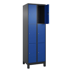 Image CP Schließfachschrank Classic Plus enzianblau, schwarzgrau 080010-203 S10034, 6 Schließfächer 60,0 x 50,0 x 195,0 cm