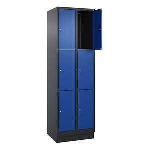Image CP Schließfachschrank Classic PLUS enzianblau, schwarzgrau 080020-203 S10029, 6 Schließfächer 60,0 x 50,0 x 195,0 cm