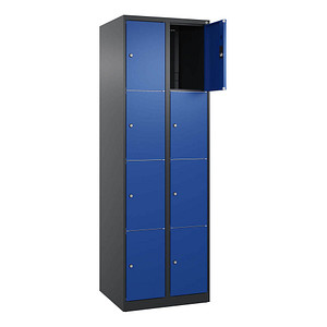 Image CP Schließfachschrank Classic Plus enzianblau, schwarzgrau 080000-204 S10034, 8 Schließfächer 60,0 x 50,0 x 185,0 cm