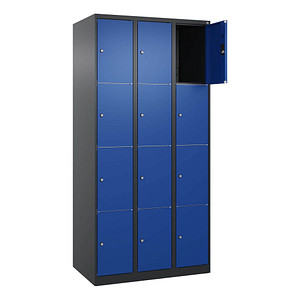 Image CP Schließfachschrank Classic Plus enzianblau, schwarzgrau 080000-304 S10029, 12 Schließfächer 90,0 x 50,0 x 185,0 cm