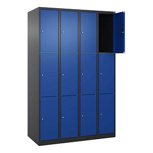 Image CP Schließfachschrank Classic Plus enzianblau, schwarzgrau 080000-403 S10033, 12 Schließfächer 120,0 x 50,0 x 185,0 cm