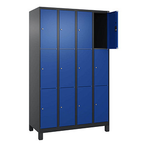 Image CP Schließfachschrank Classic Plus enzianblau, schwarzgrau 080010-403 S10032, 12 Schließfächer 120,0 x 50,0 x 195,0 cm