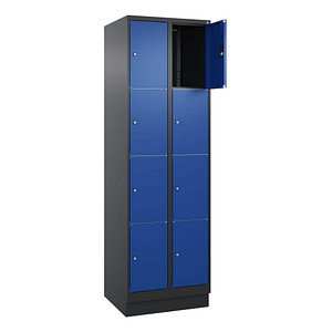 Image CP Schließfachschrank Classic PLUS enzianblau, schwarzgrau 080020-204 S10035, 8 Schließfächer 60,0 x 50,0 x 185,0 cm