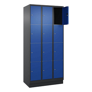 Image CP Schließfachschrank Classic PLUS enzianblau, schwarzgrau 080020-304 S10038, 4 Schließfächer 90,0 x 50,0 x 185,0 cm