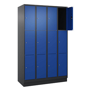 Image CP Schließfachschrank Classic PLUS enzianblau, schwarzgrau 080020-403 S10031, 12 Schließfächer 120,0 x 50,0 x 195,0 cm