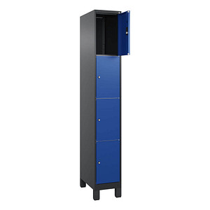 Image CP Schließfachschrank Classic Plus enzianblau, schwarzgrau 080010-104 S10030, 4 Schließfächer 30,0 x 50,0 x 195,0 cm