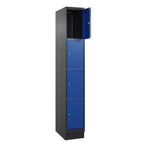Image CP Schließfachschrank Classic PLUS enzianblau, schwarzgrau 080020-104 S10030, 4 Schließfächer 30,0 x 50,0 x 185,0 cm