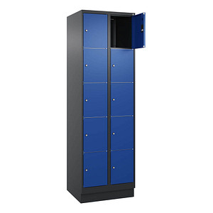 Image CP Schließfachschrank Classic PLUS enzianblau, schwarzgrau 080020-205 S10036, 10 Schließfächer 60,0 x 50,0 x 195,0 cm