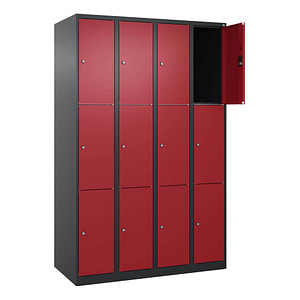 Image CP Schließfachschrank Classic Plus rubinrot, schwarzgrau 080000-403 S10034, 12 Schließfächer 120,0 x 50,0 x 185,0 cm