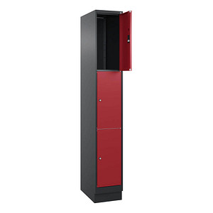 Image CP Schließfachschrank Classic PLUS rubinrot, schwarzgrau 080020-103 S10025, 3 Schließfächer 30,0 x 50,0 x 195,0 cm