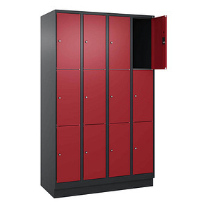 Image CP Schließfachschrank Classic PLUS rubinrot, schwarzgrau 080020-403 S10032, 12 Schließfächer 120,0 x 50,0 x 195,0 cm