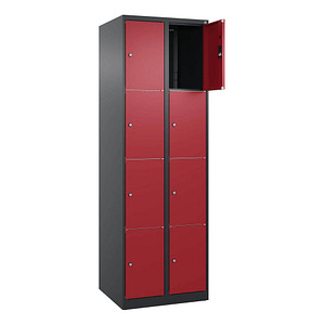 Image CP Schließfachschrank Classic Plus rubinrot, schwarzgrau 080000-204 S10035, 8 Schließfächer 60,0 x 50,0 x 185,0 cm