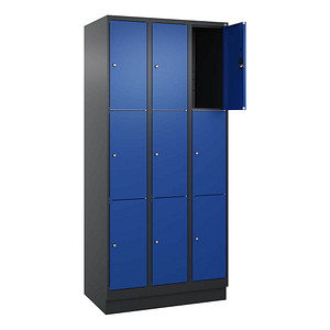 Image CP Schließfachschrank Classic PLUS enzianblau, schwarzgrau 080020-303 S10030, 9 Schließfächer 90,0 x 50,0 x 195,0 cm