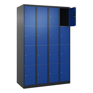 Image CP Schließfachschrank Classic Plus enzianblau, schwarzgrau 080000-404 S10029, 16 Schließfächer 120,0 x 50,0 x 185,0 cm