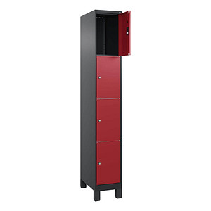 Image CP Schließfachschrank Classic Plus rubinrot, schwarzgrau 080010-104 S10031, 4 Schließfächer 30,0 x 50,0 x 195,0 cm