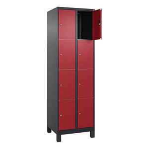 Image CP Schließfachschrank Classic Plus rubinrot, schwarzgrau 080010-204 S10043, 8 Schließfächer 60,0 x 50,0 x 195,0 cm