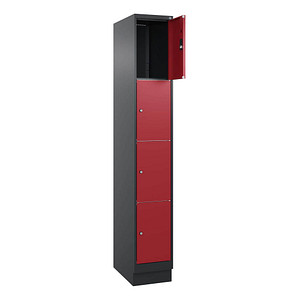 Image CP Schließfachschrank Classic PLUS rubinrot, schwarzgrau 080020-104 S10031, 4 Schließfächer 30,0 x 50,0 x 185,0 cm
