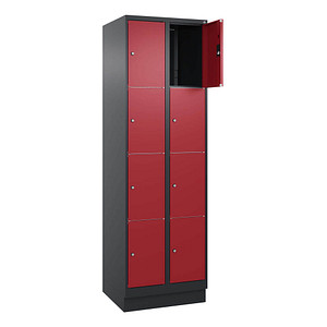 Image CP Schließfachschrank Classic PLUS rubinrot, schwarzgrau 080020-204 S10036, 8 Schließfächer 60,0 x 50,0 x 185,0 cm