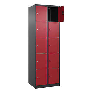Image CP Schließfachschrank Classic Plus rubinrot, schwarzgrau 080000-205 S10032, 10 Schließfächer 60,0 x 50,0 x 185,0 cm
