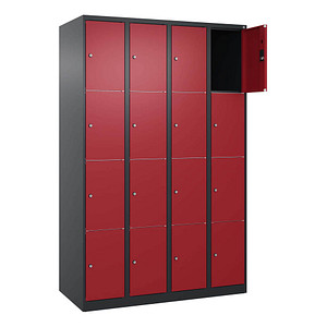 Image CP Schließfachschrank Classic Plus rubinrot, schwarzgrau 080000-404 S10030, 16 Schließfächer 120,0 x 50,0 x 185,0 cm