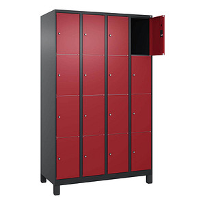 Image CP Schließfachschrank Classic Plus rubinrot, schwarzgrau 080010-404 S10037, 16 Schließfächer 120,0 x 50,0 x 195,0 cm