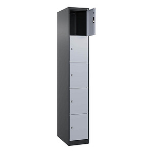 Image CP Schließfachschrank Classic Plus schwarzgrau, weißaluminium 080000-105 S10032, 5 Schließfächer 30,0 x 50,0 x 185,0 cm