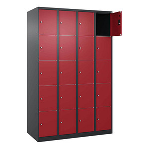 Image CP Schließfachschrank Classic Plus rubinrot, schwarzgrau 080000-405 S10031, 20 Schließfächer 120,0 x 50,0 x 185,0 cm