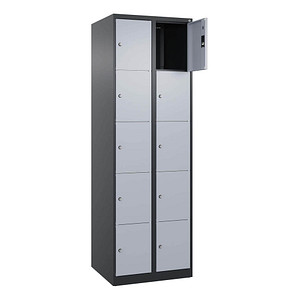 Image CP Schließfachschrank Classic Plus schwarzgrau, weißaluminium 080000-205 S10040, 10 Schließfächer 60,0 x 50,0 x 185,0 cm