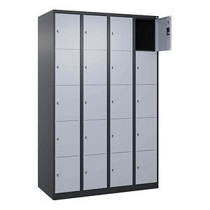 Image CP Schließfachschrank Classic Plus schwarzgrau, weißaluminium 080000-405 S10018, 20 Schließfächer 120,0 x 50,0 x 185,0 cm